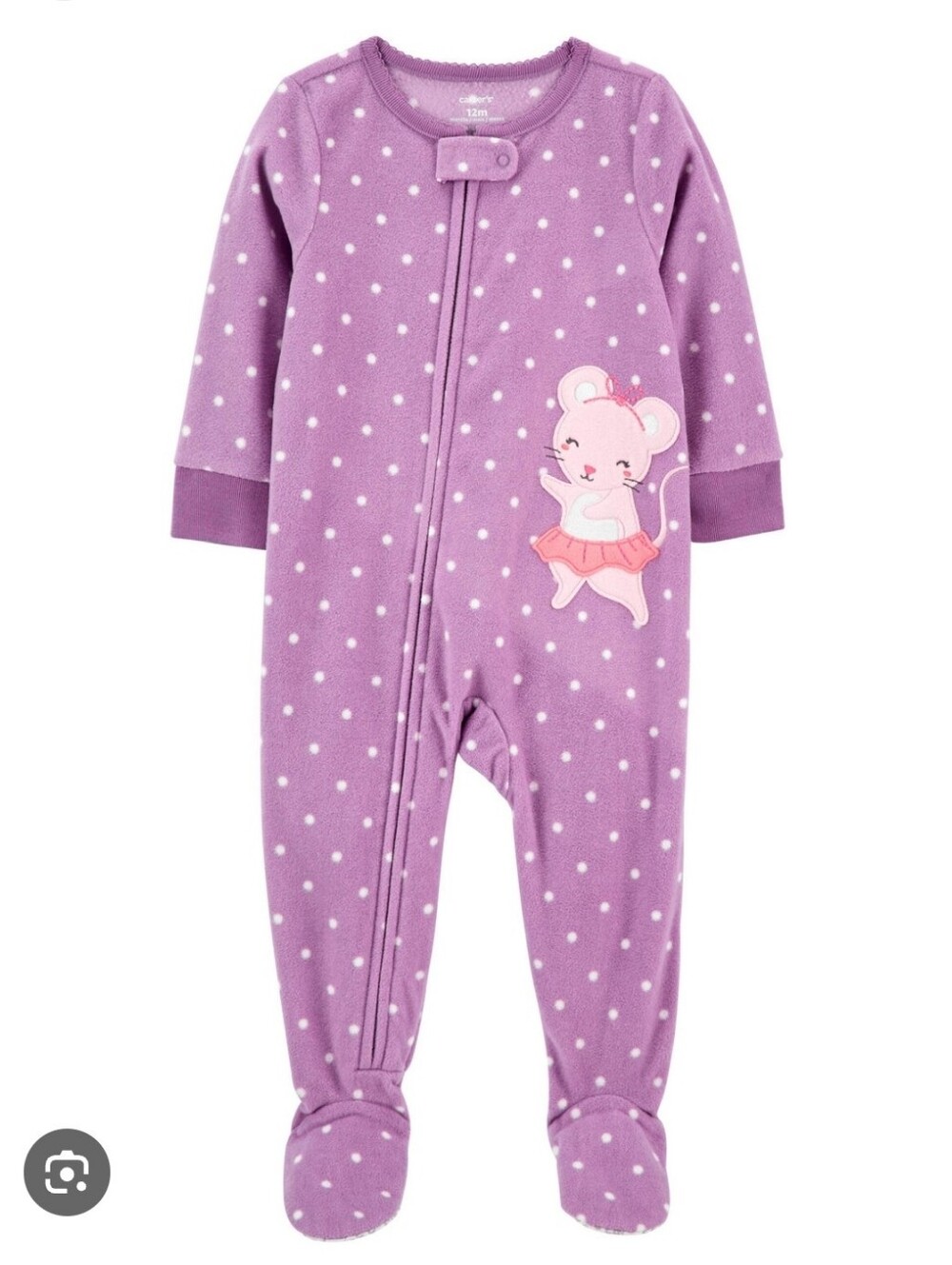 Carter's Girl's Toddler Purple Polka Dot Footed One-Piece Pajamas Pjs Sz 3T